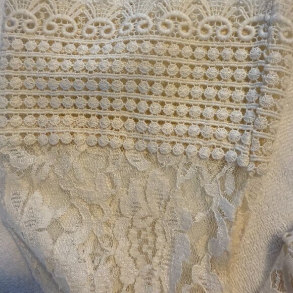 Ivory top w Matching Ivory Lace Overlay Long Sleeves‎ Women's XL - Picture 4 of 8
